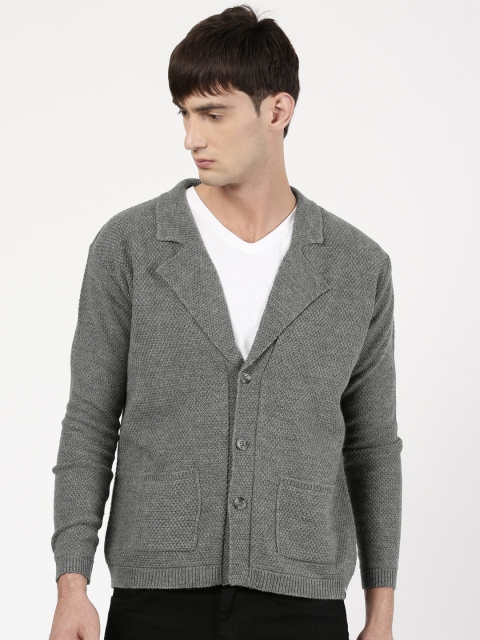 

ether Men Grey Solid Cardigan