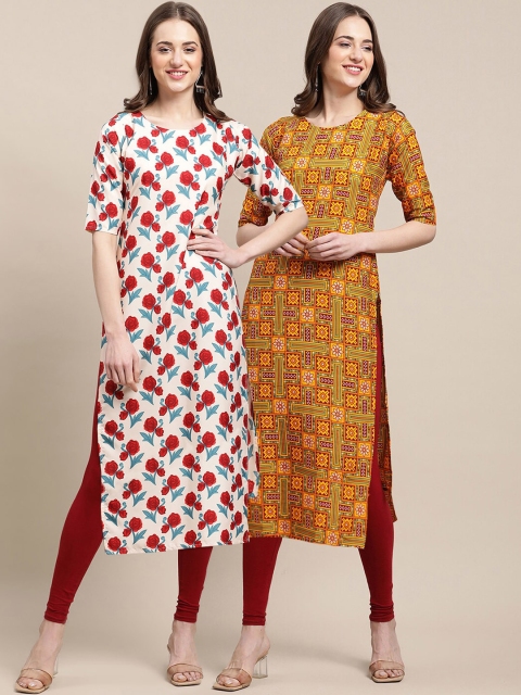 

KALINI Women Pack of 2 Crepe Kurta, Red