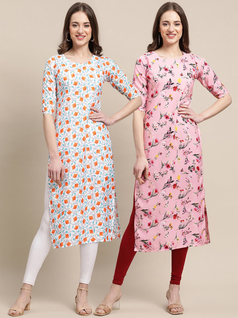 

KALINI Women Pack of 2 Crepe Kurta, Multi
