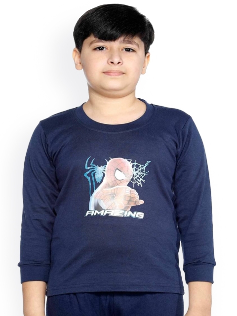 

Bodycare Kids Boys Navy Blue Solid Cotton Thermal Set