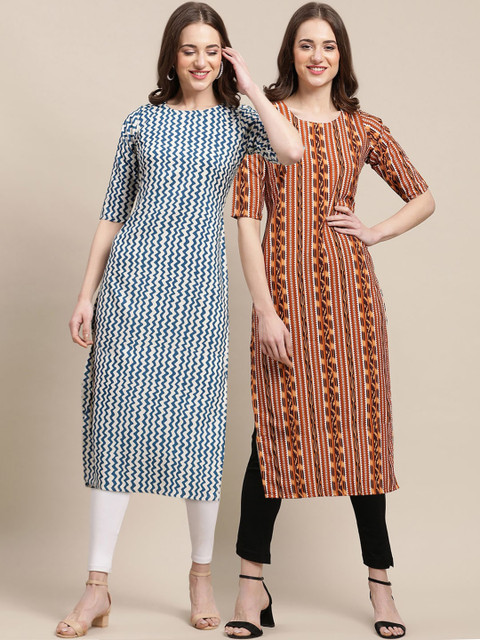 

KALINI Women Pack of 2 Crepe Kurta, Blue