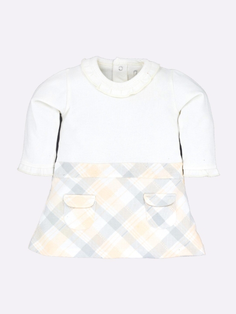 

BABY GO White Checked A-Line Dress