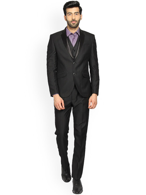 

Blackberrys Men Black Single-Breasted 3 Piece Formal Suit