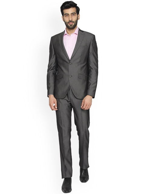 

Blackberrys Men Charcoal Solid Single-Breasted Slim-Fit Two-Piece Suit