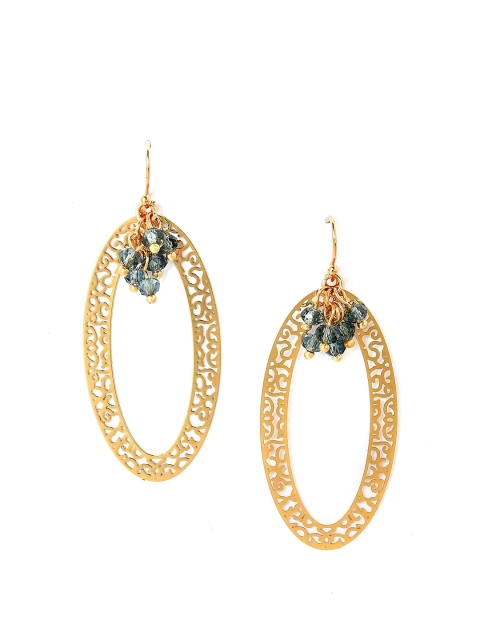 

W Gold-Toned & Blue Oval Drop Earrings