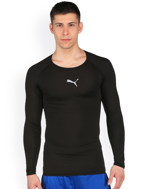 

PUMA Men Black Solid Slim Fit Round Neck T-shirt
