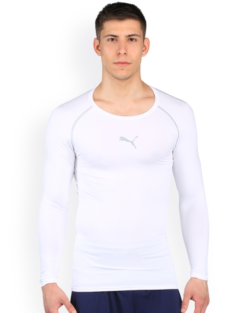 

PUMA Men White Solid Slim Fit Round Neck T-shirt