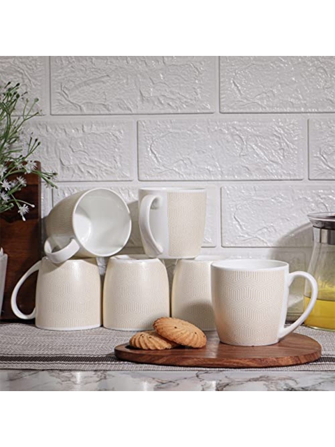 

Femora White Set Of 6 Solid Bone China Glossy Cups