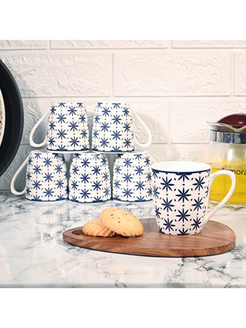 

Femora White & Grey Printed Bone China Glossy Cups Set of Cups and Mugs