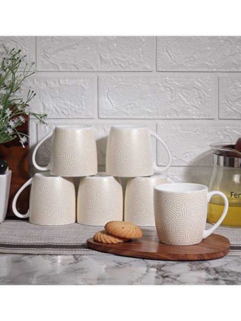 

Femora Pack of 6 White Printed Bone China Glossy Cups