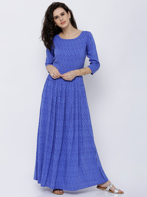 

Tokyo Talkies Women Blue Printed Maxi Dress