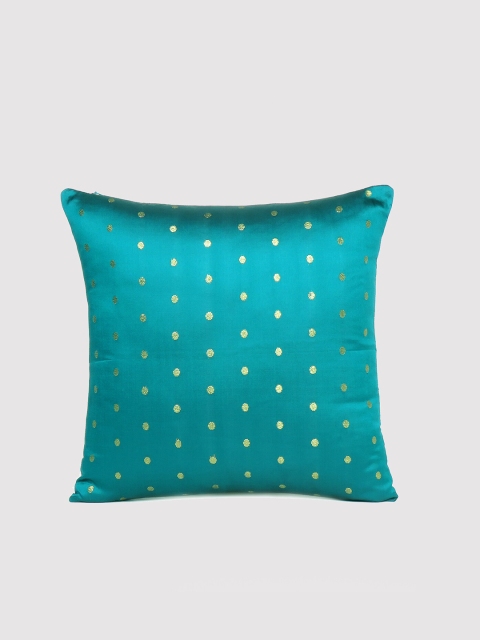 

OUSSUM Turquoise Blue & Gold-Toned Ethnic Motifs Square Cushion Covers