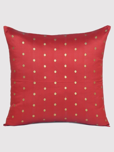 

OUSSUM Red & Gold-Toned Geometric Square Cushion Covers