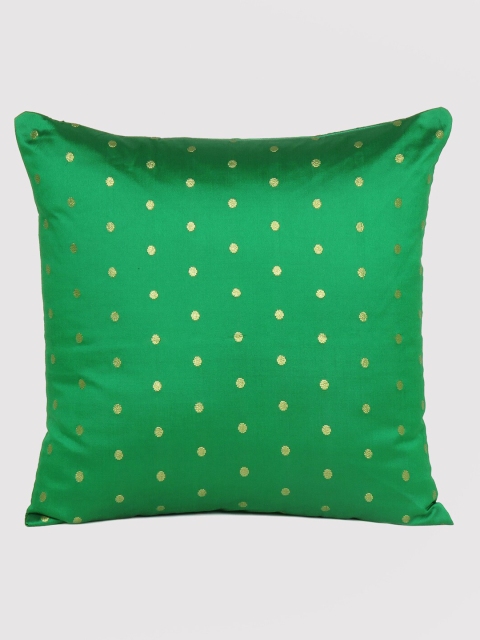 

OUSSUM Green & Gold-Toned Ethnic Motifs Square Cushion Covers