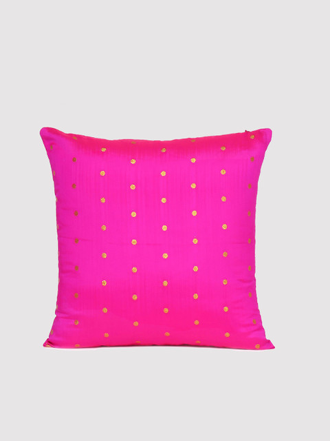 

OUSSUM Pink & Gold-Toned Ethnic Motifs Square Cushion Covers
