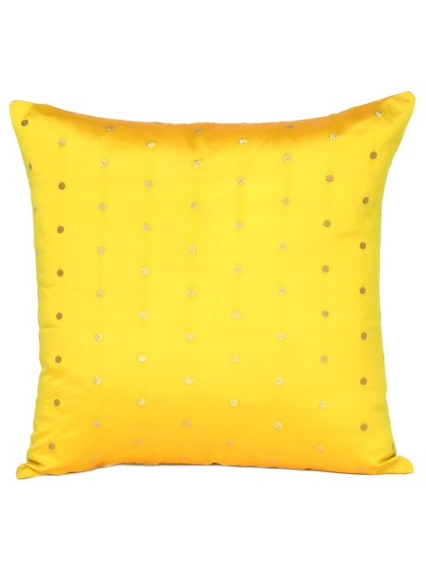 

OUSSUM Yellow & Gold-Toned Printed Square Cushion Covers With Zipper