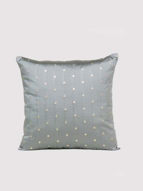 

OUSSUM Grey & Gold Self Design Square Cushion Covers