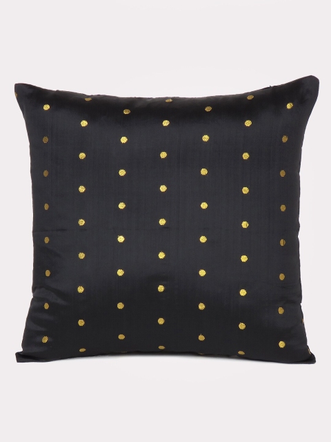 

OUSSUM Black & Grey Melange Square Cushion Cover with Zip closure