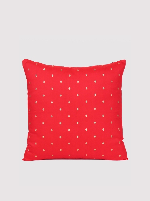 

OUSSUM Red & Gold-Toned Ethnic Motifs Square Cushion Covers