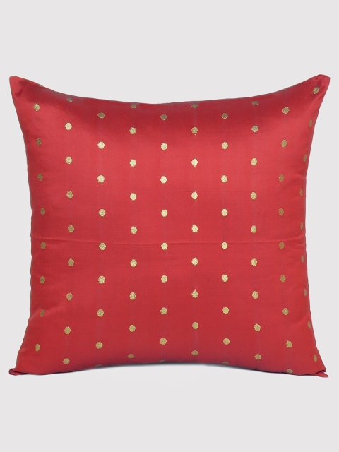 

OUSSUM Red & Gold-Toned Ethnic Motifs Square Cushion Covers