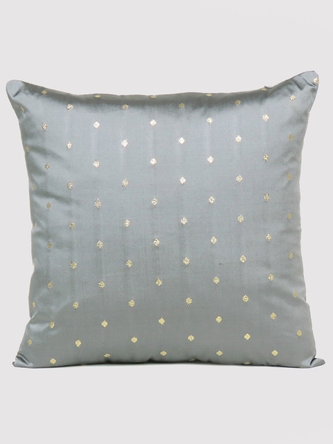 

OUSSUM Grey & Gold-Toned Embroidered Square Cushion Covers