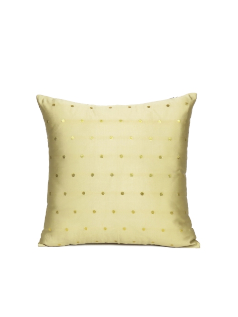 

OUSSUM Gold-Toned & Green Embroidered Square Cushion Covers