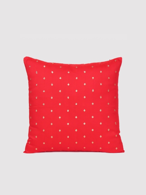 

OUSSUM Red & Gold-Toned Geometric Square Cushion Covers