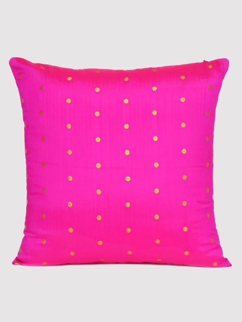 

OUSSUM Pink & Gold-Toned Art Silk Square Cushion Cover