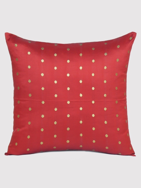 

OUSSUM Red & Gold-Toned Embroidered Square Cushion Covers
