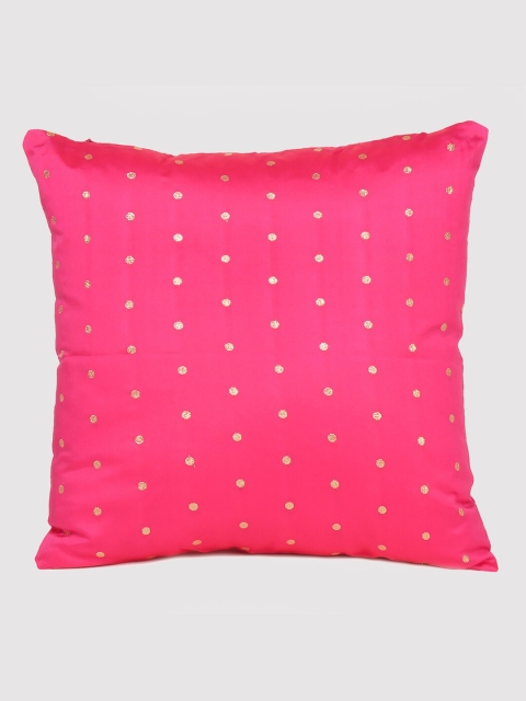 

OUSSUM Pink & Gold-Toned Embroidered Square Cushion Covers