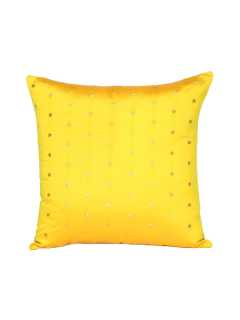 

OUSSUM Yellow & Gold-Toned Ethnic Motifs Square Cushion Covers