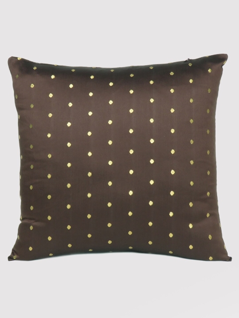

OUSSUM Brown & Gold-Toned Embroidered Square Cushion Covers