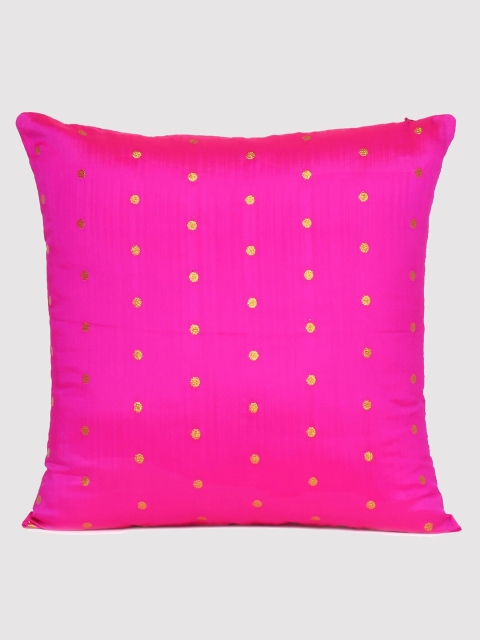 

OUSSUM Pink & Gold-Toned Embroidered Square Cushion Covers