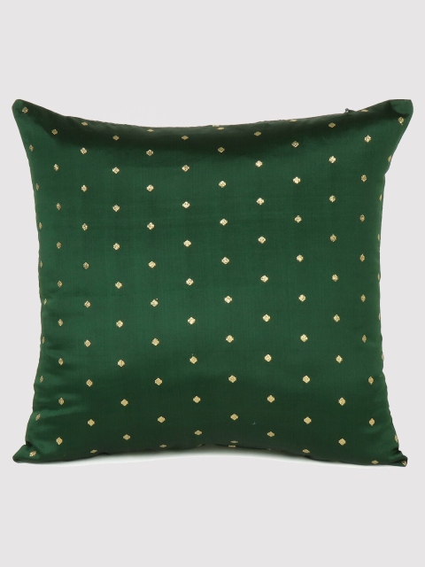 

OUSSUM Green & Gold-Toned Embroidered Square Cushion Covers