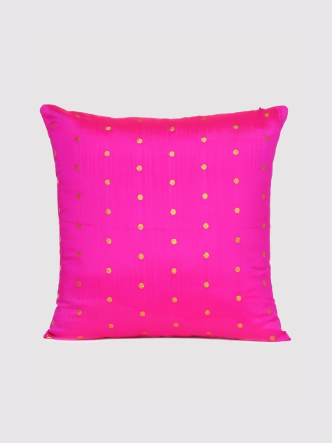 

OUSSUM Pink & Gold-Toned Ethnic Motifs Square Cushion Cover