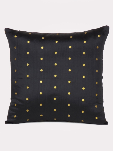 

OUSSUM Black & Gold-Toned Geometric Square Cushion Cover