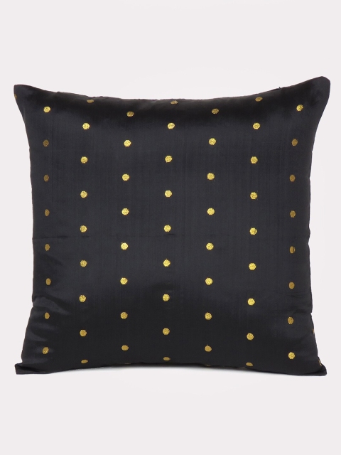 

OUSSUM Black & Gold-Toned Embroidered Square Cushion Cover