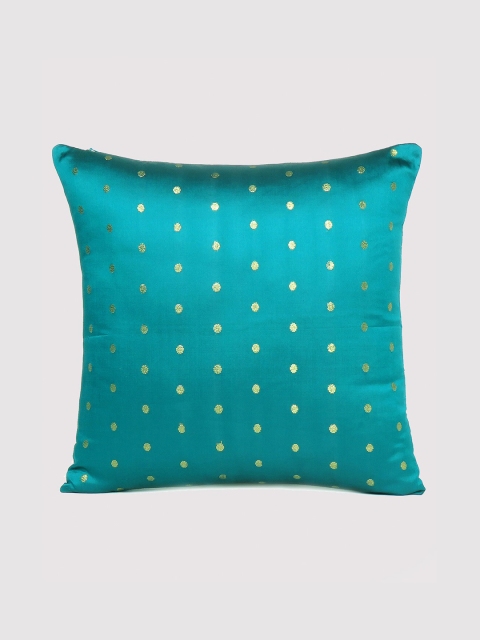 

OUSSUM Blue & Gold-Toned Ethnic Motifs Square Cushion Cover