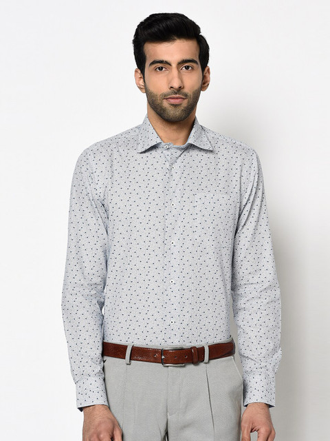 

Blackberrys Men Off White Printed Slim Fit Cotton Formal Shirt