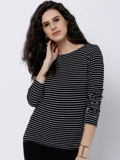 

Tokyo Talkies Women Black & White Striped Top