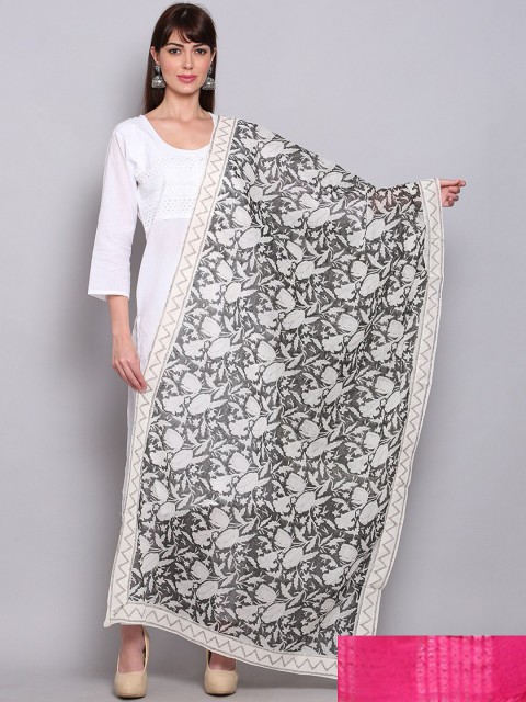 

Miaz Lifestyle White & Black Woven Design Dupatta