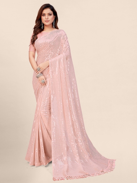 

Granthva Fab Rose Embellished Sequinned Pure Georgette Saree