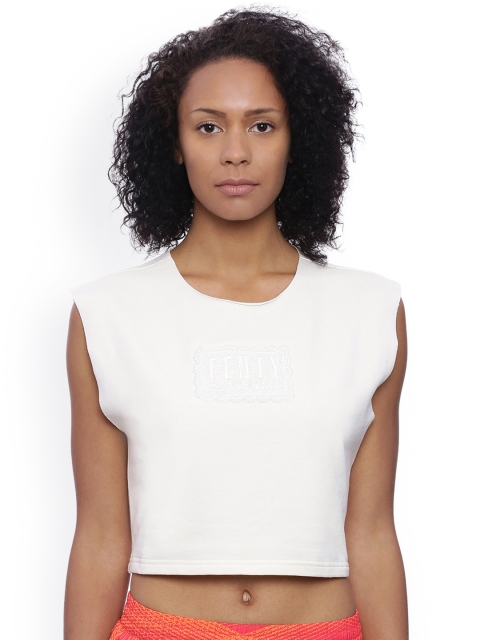 

Puma Women Off-White Solid Crop Top