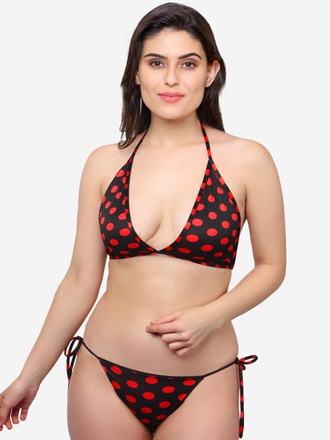 

COLOR STYLE Women Black Printed Low-Rise Cotton Lingerie Set