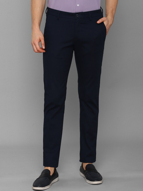 

Allen Solly Men Navy Blue Solid Slim Fit Trousers