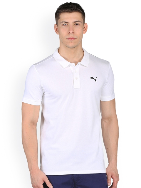 

PUMA Men White Solid Polo Collar Slim Fit T-shirt