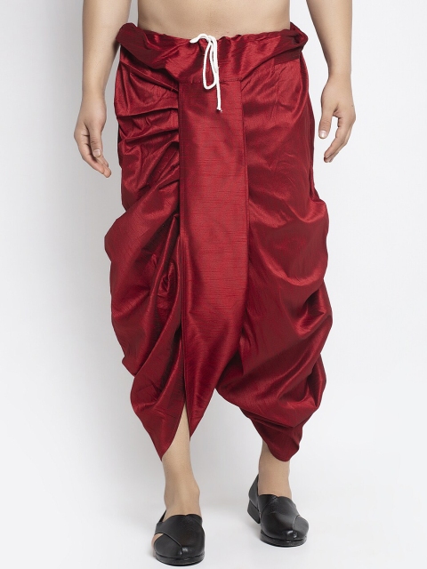 

Benstoke Men Maroon Solid Silk Blend Dhotis