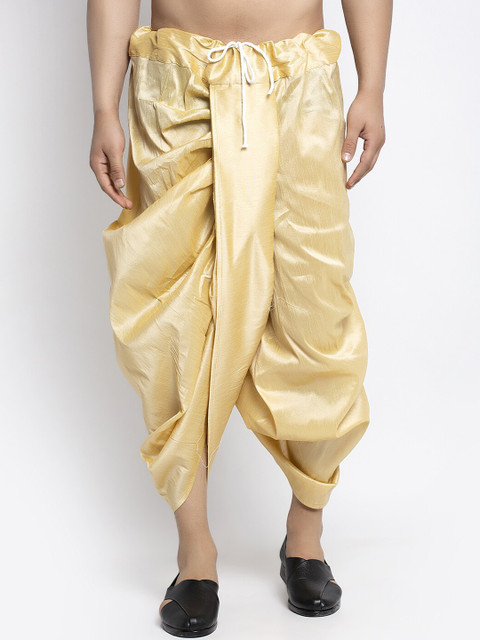 

Benstoke Men Gold Solid Silk Blend Dhotis Pants