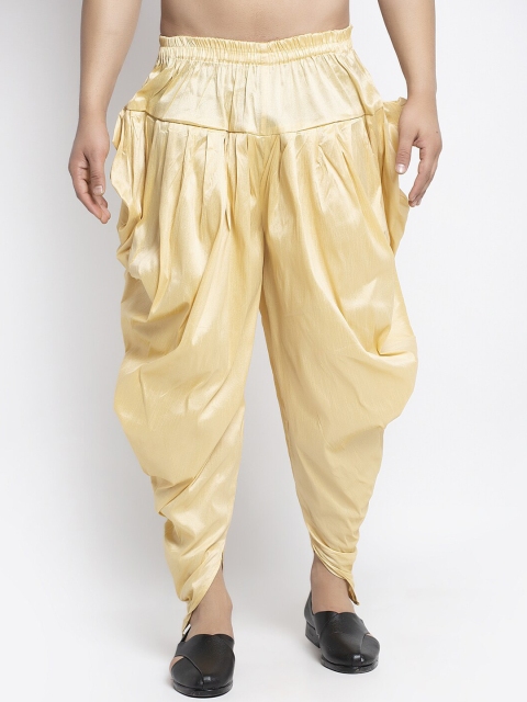 

Benstoke Men Golden Solid Dhoti Pants, Gold