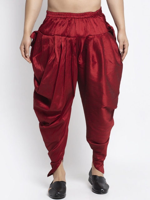 

Benstoke Men Maroon Solid Pleated Cowl Dhoti Pants